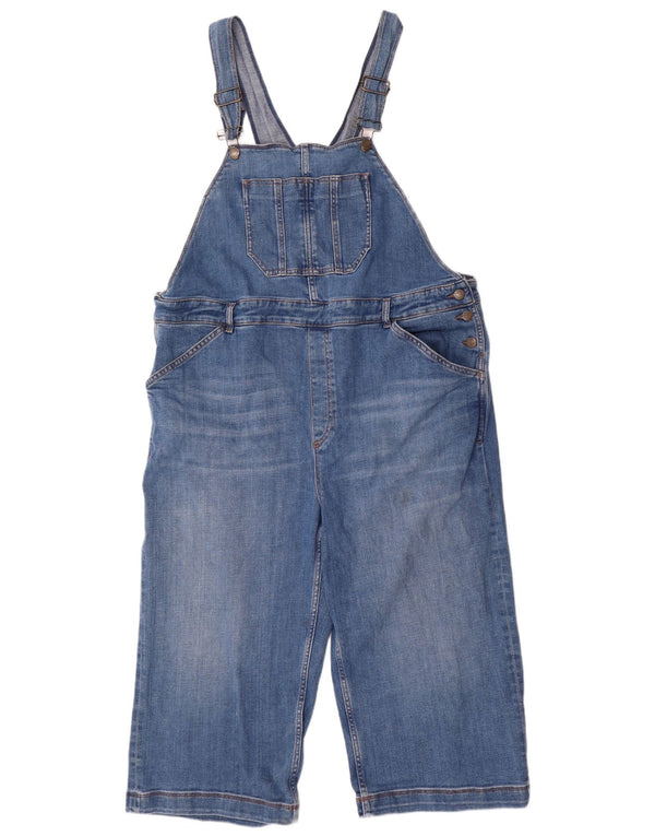 Fat Face Dame Clayton Dungarees Capri Jeans UK 22 3XL W44 L20 Blå Bomuld