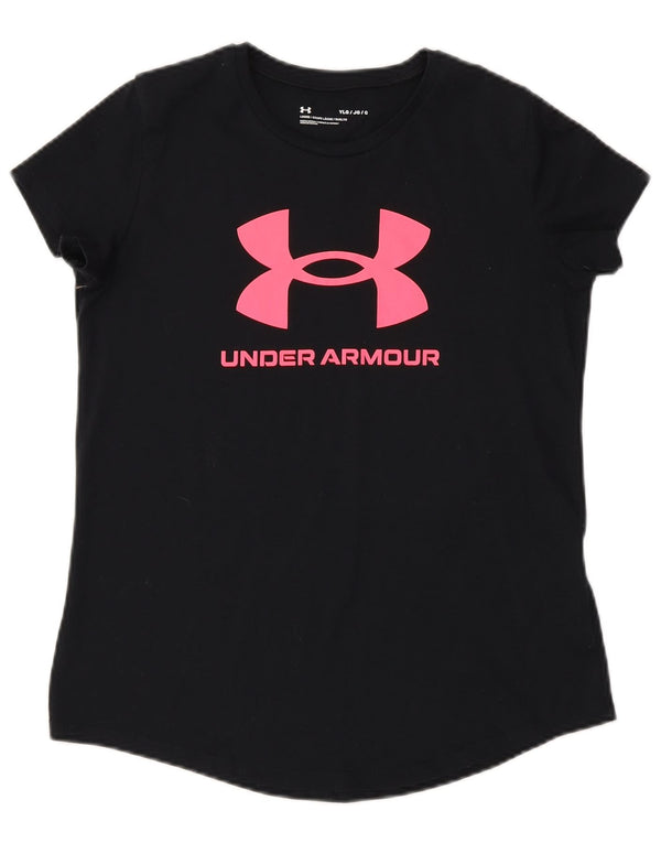 Under Armour Girls Grafisk T-Shirt Top 11-12 År Stor Sort Bomuld
