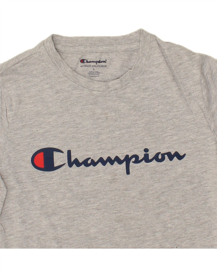 CHAMPION Boys Graphic T-Shirt Top 9-10 Years Large Grey Cotton Vintage Champion and Second-Hand Champion from Messina Hembry 