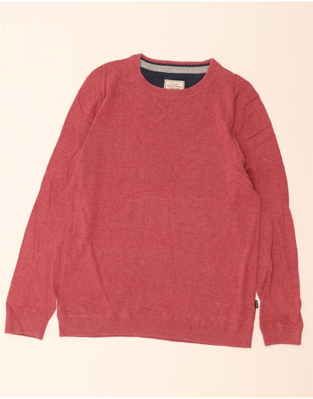 Fedt ansigt herre rund hals sweater medium rød bomuld