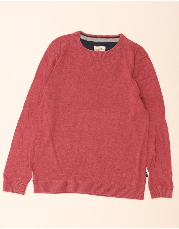 Fedt ansigt herre rund hals sweater medium rød bomuld