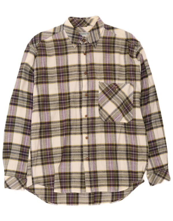 Vintage flannelskjorte til mænd Lille flerfarvet ternet bomuld