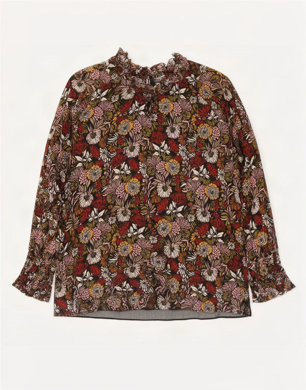 Zara Dame Langærmet Bluse Top UK 10 Small Multicolored Floral