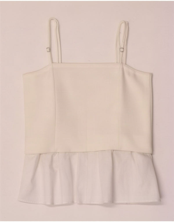 Zara Dame Cami Top UK 12 Medium White Colourblock Polyester