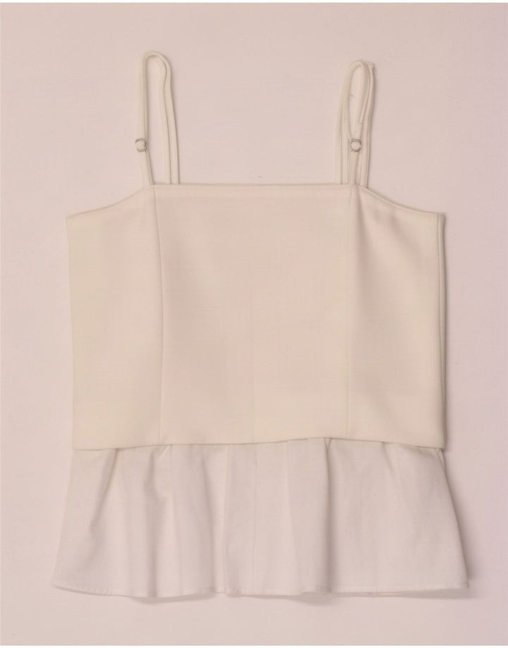 Zara Dame Cami Top UK 12 Medium White Colourblock Polyester