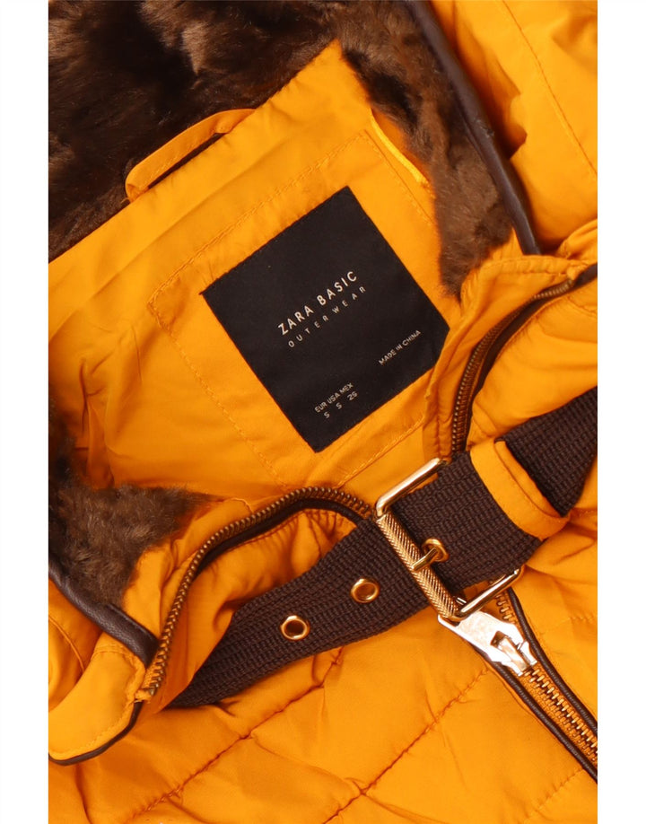 Zara Dame Crop Polstret Jakke UK 10 Lille Gul