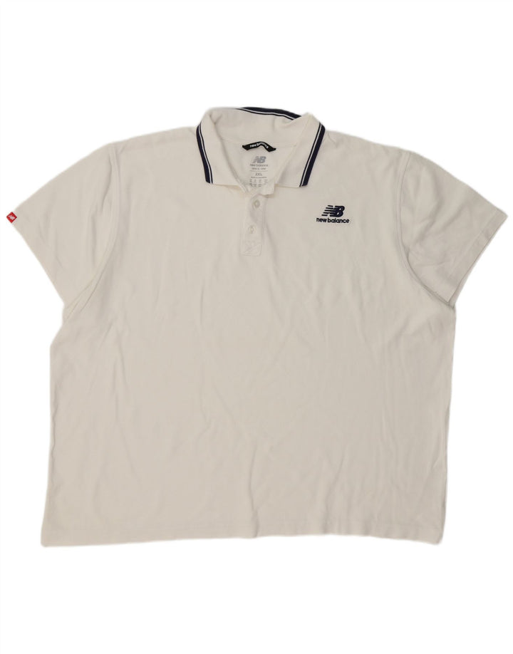 NEW BALANCE Mens Polo Shirt 2XL White