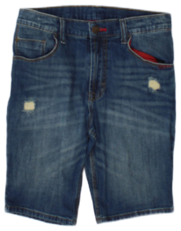 Wrangler Boys Distressed Denim Shorts 11-12 år W26 Blue Cotton