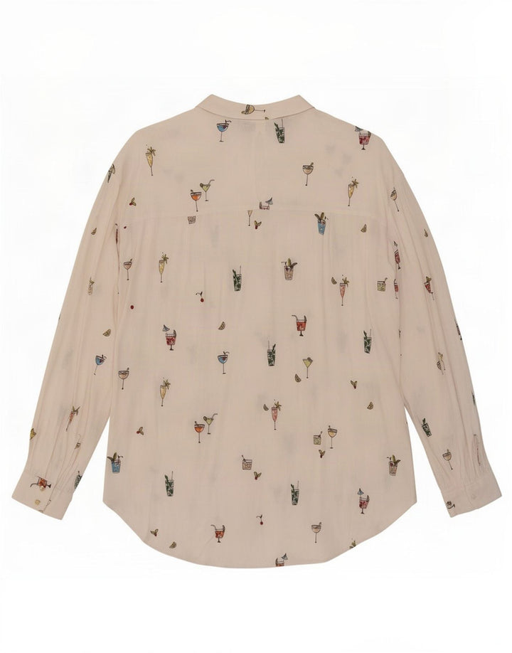 Zara skjortebluse med abstrakt mønster til kvinder UK 18 XL Hvid