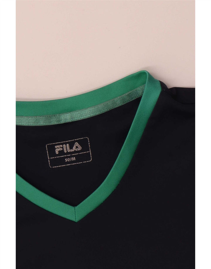 Fila Herre T-Shirt Top IT 50 Medium Turkis Colourblock Polyester