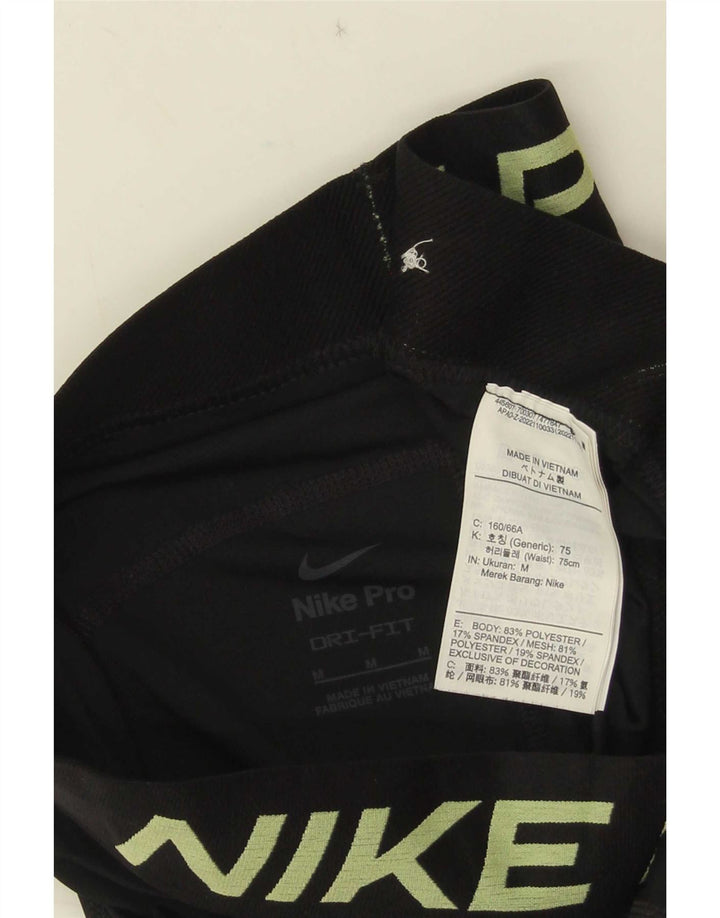 Nike Dame Dri Fit Grafiske Leggings UK 12 Medium Sort Polyester