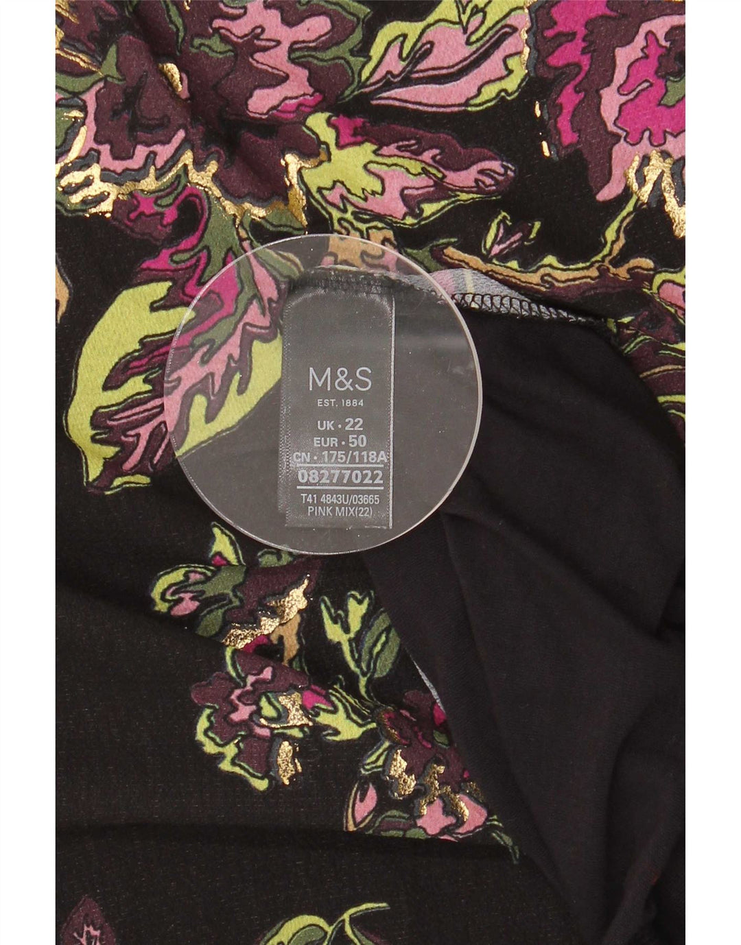 Marks & Spencer Damebluse Top UK 22 3XL Sort Floral Polyester