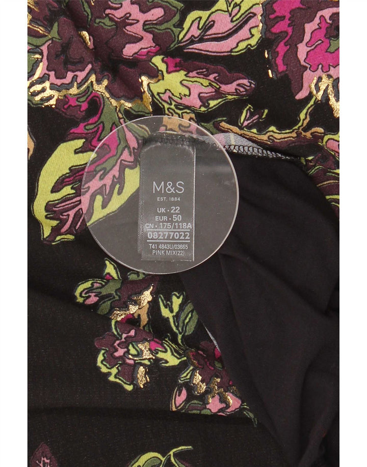 Marks & Spencer Damebluse Top UK 22 3XL Sort Floral Polyester