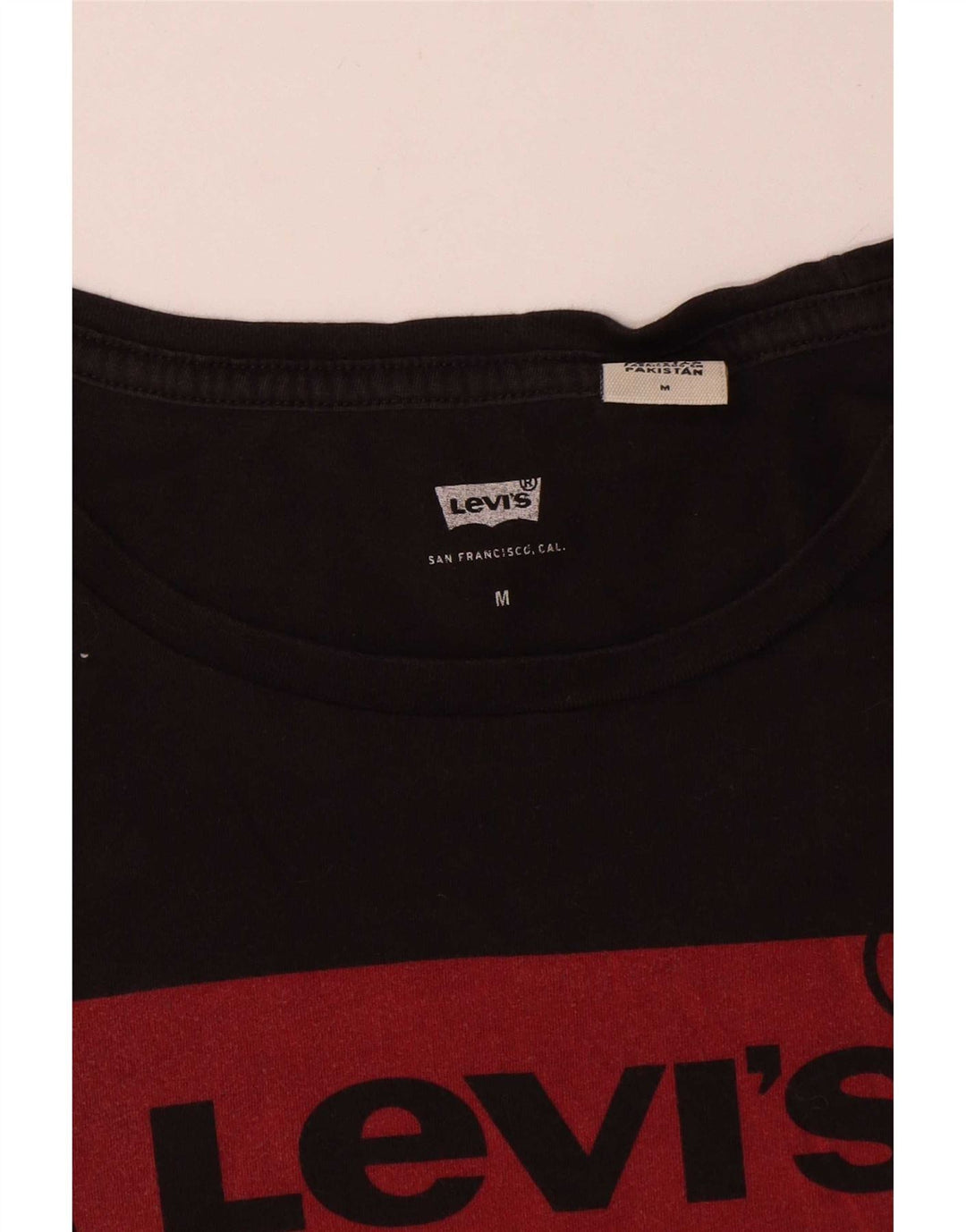 Levi's Dame Grafisk T-Shirt Top UK 12 Medium Sort Bomuld