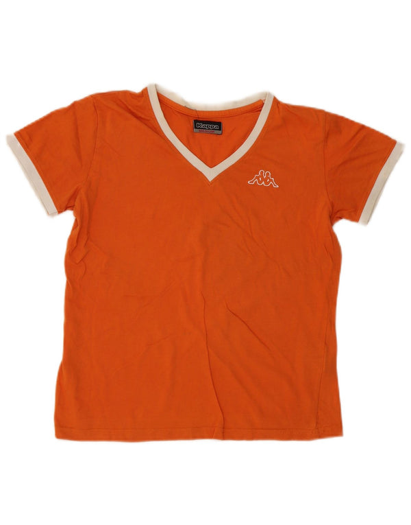 Kappa Dame T-Shirt Top UK 14 Medium Orange Bomuld
