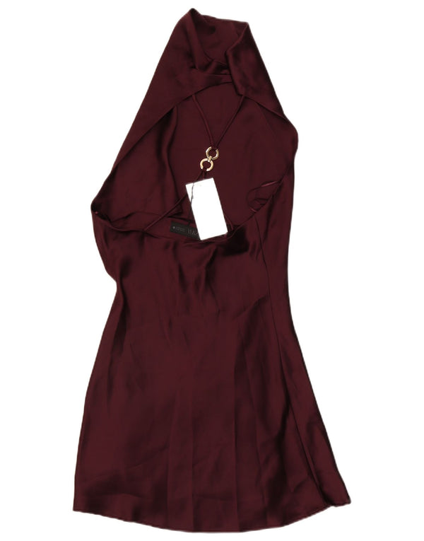 Zara Dame Halter Dress UK 10 Small Bourgogne Polyester