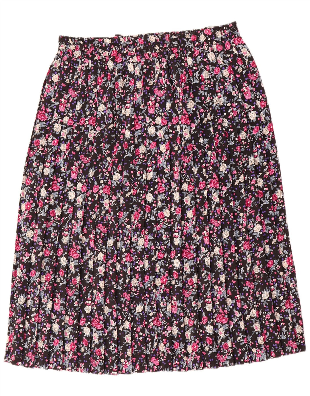 Vintage plisseret nederdel til kvinder UK 16 Large W38 Multicolored Floral Polyester