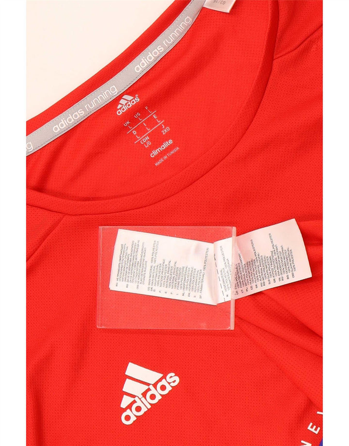 Adidas Herre Climalite Grafisk T-Shirt Top Stor Rød Polyester