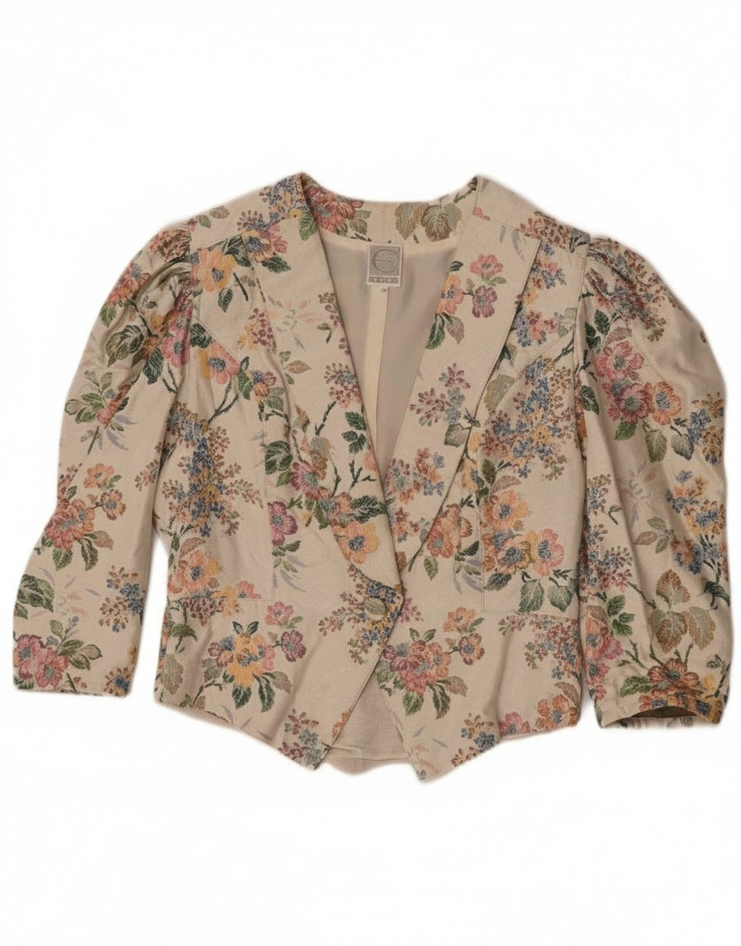 Eger 3/4 ærmer blazerjakke med 1 knap til kvinder IT 42 Medium Beige Floral