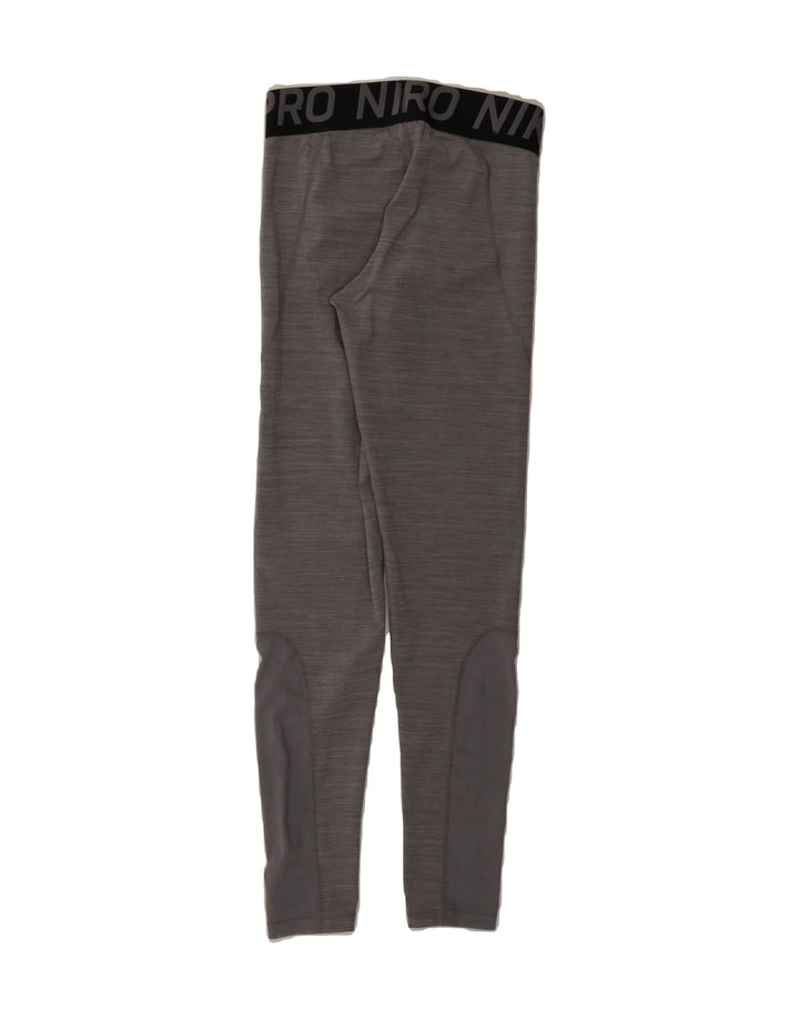 NIKE Womens Dri Fit Graphic Leggings UK 12 Medium Grey Flecked Polyester Vintage Nike and Second-Hand Nike from Messina Hembry 