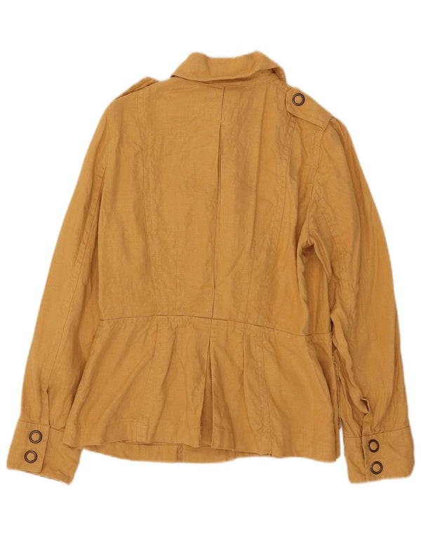 Luisa Spagnoli Dame Military Utility Jacket IT 44 Medium Yellow Linen