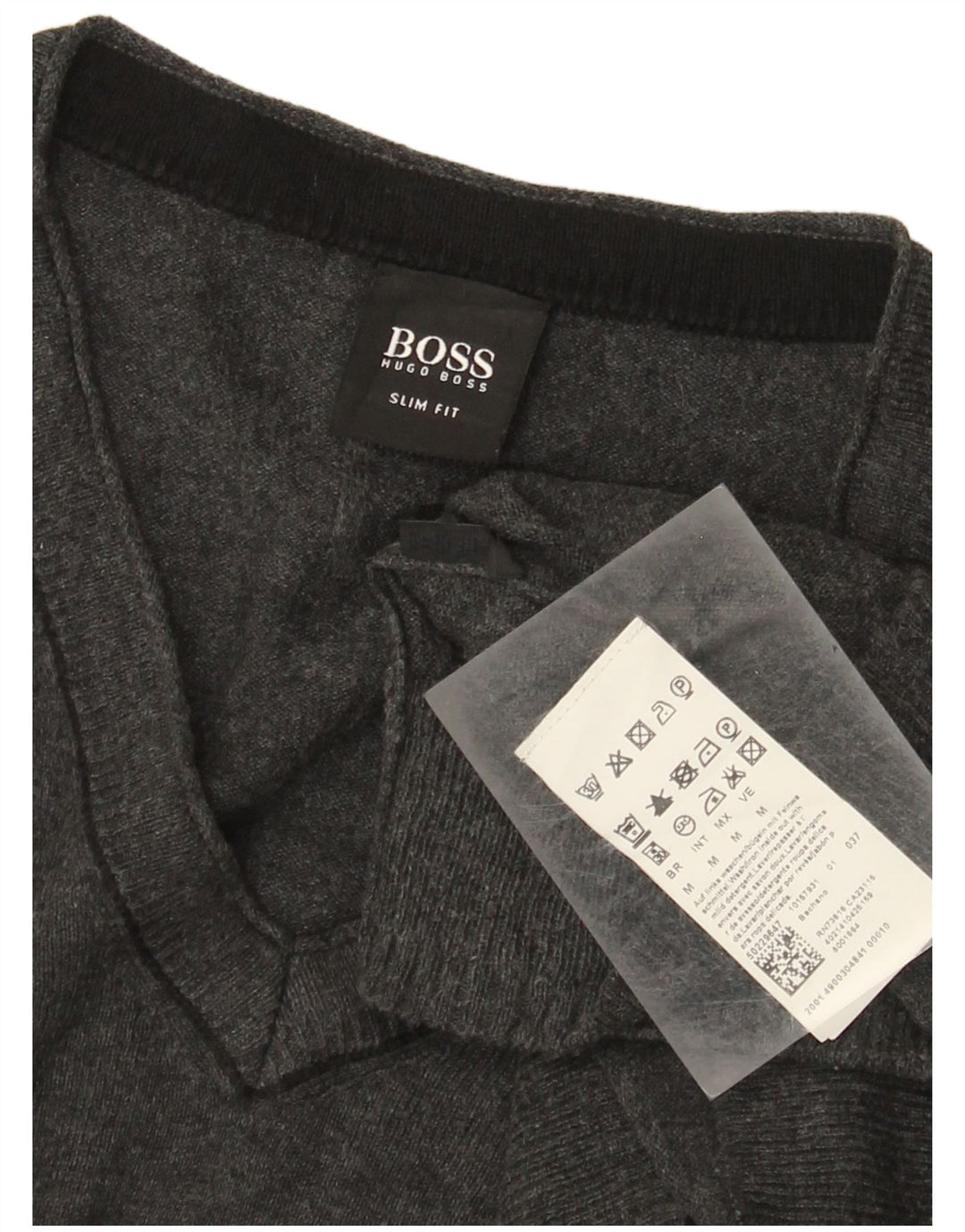 Hugo Boss Herre Slim Fit V-hals sweater Medium Grå Bomuld