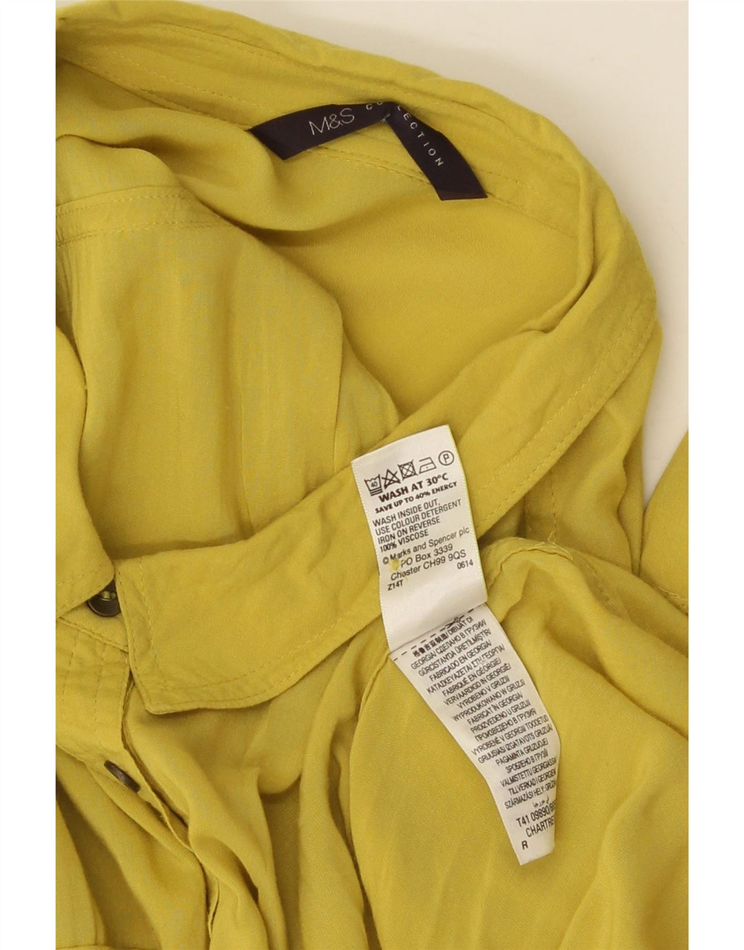 Marks & Spencer skjortebluse til kvinder UK 20 2XL Gul viskose