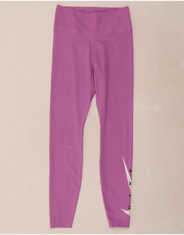 Nike Dame Dri Fit Grafiske Leggings UK 8 Small Pink