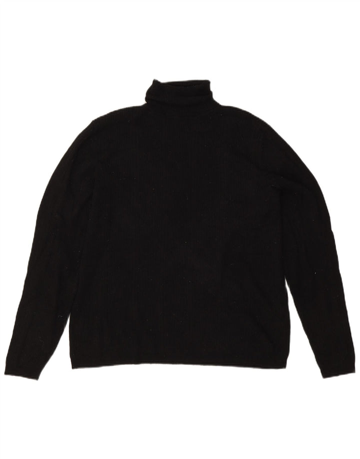 Marks & Spencer Dame Roll Neck Jumper Sweater UK 16 Large Black Viscose