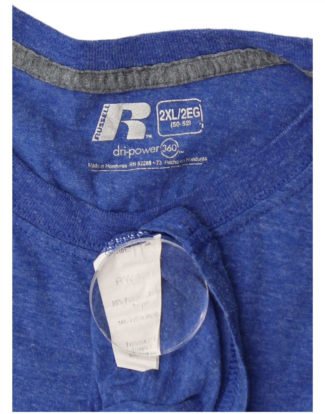RUSSELL ATHLETIC Herre Dri-Power T-Shirt Top UK 50/52 2XL Blå Polyester
