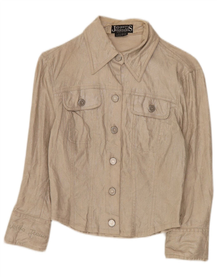 Jegains Mattiolo Womens Bomber Jacket UK 12 Medium Beige Linen