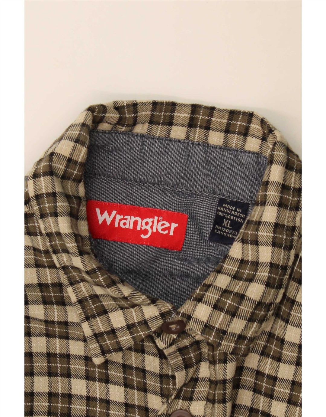 Wrangler Herre Flanellskjorte XL Khaki Ternet Bomuld