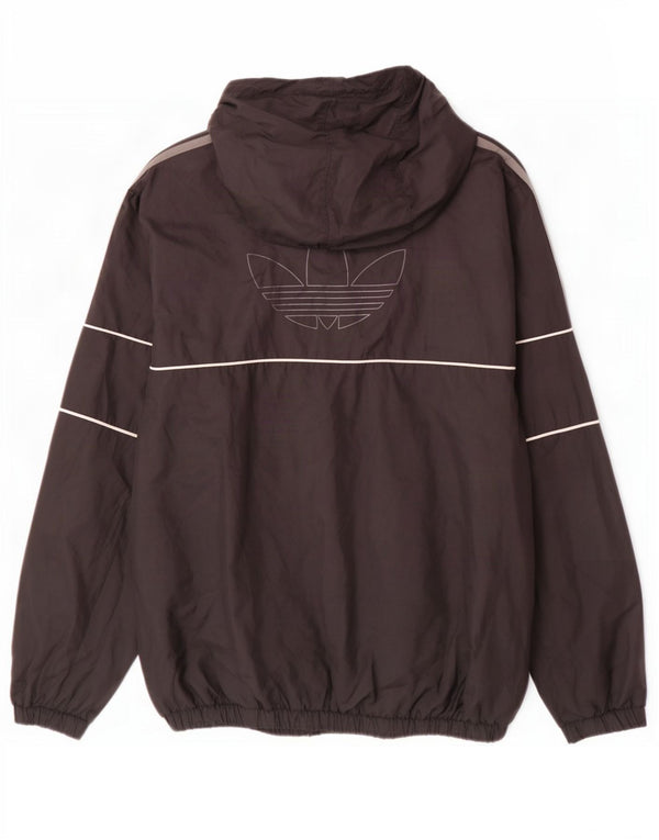 Adidas Mens Graphic Hooded Rain Jacket UK 42 XL Black Polyester