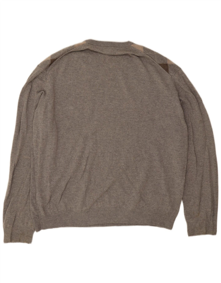 Marks & Spencer Herre V-hals sweater 2XL Grå Argyle/Diamond