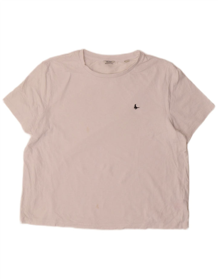 Jack Wills Dame T-Shirt Top UK 14 Stor Hvid Bomuld