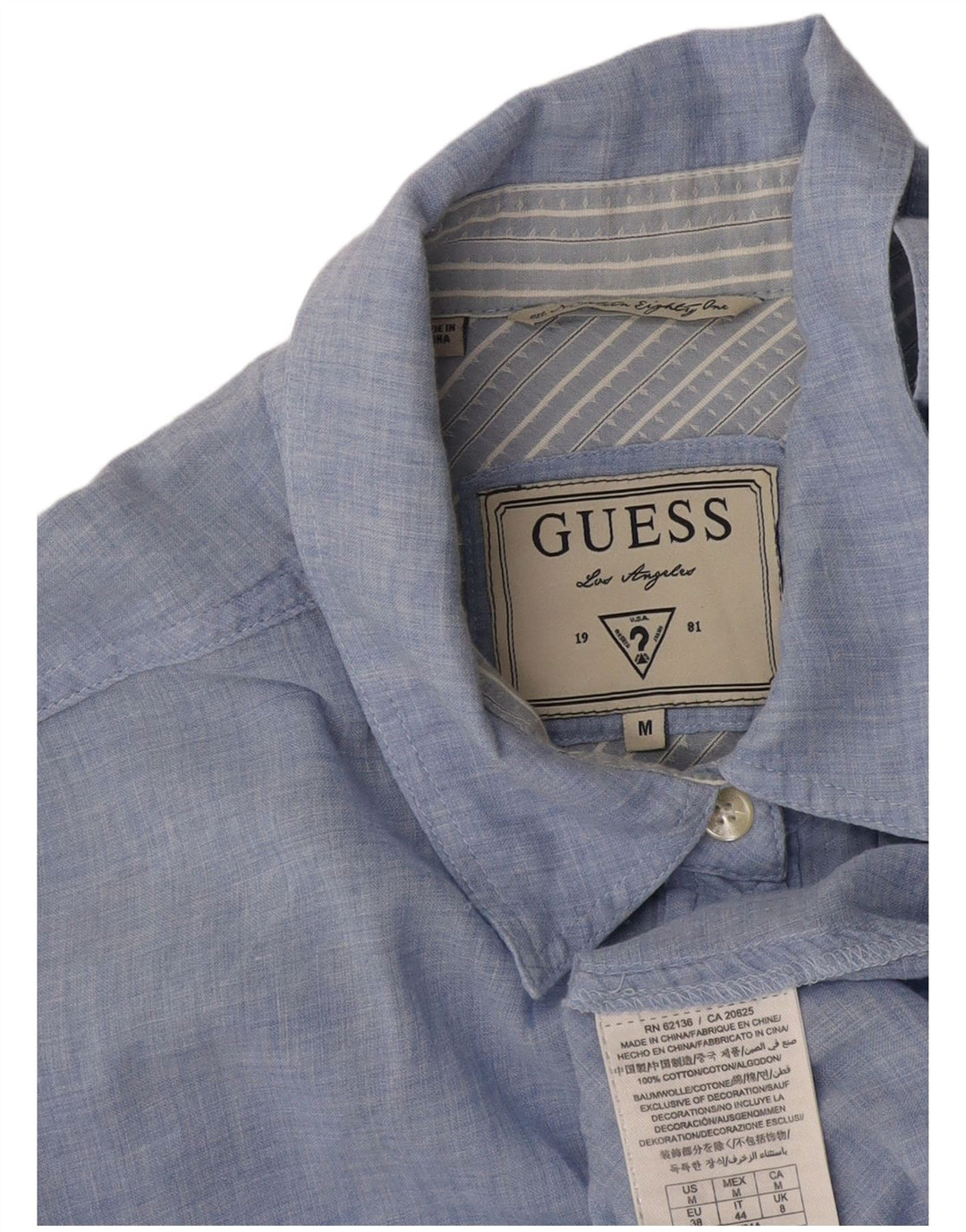 Guess Dameskjorte UK 14 Medium Blue Cotton