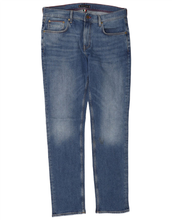 TOMMY HILFIGER Herre Denton Straight Jeans W34 L34 Blå Bomuld