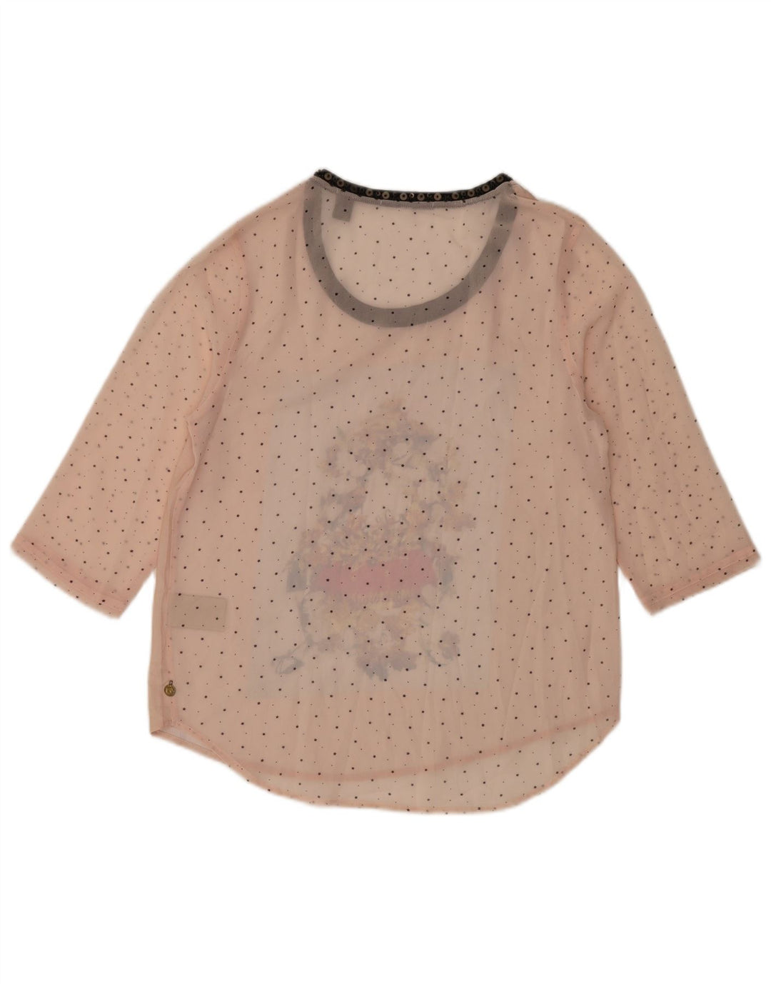 Maison Scotch Dame Se Through Grafisk Top 3/4 ærme US 2 XS Pink