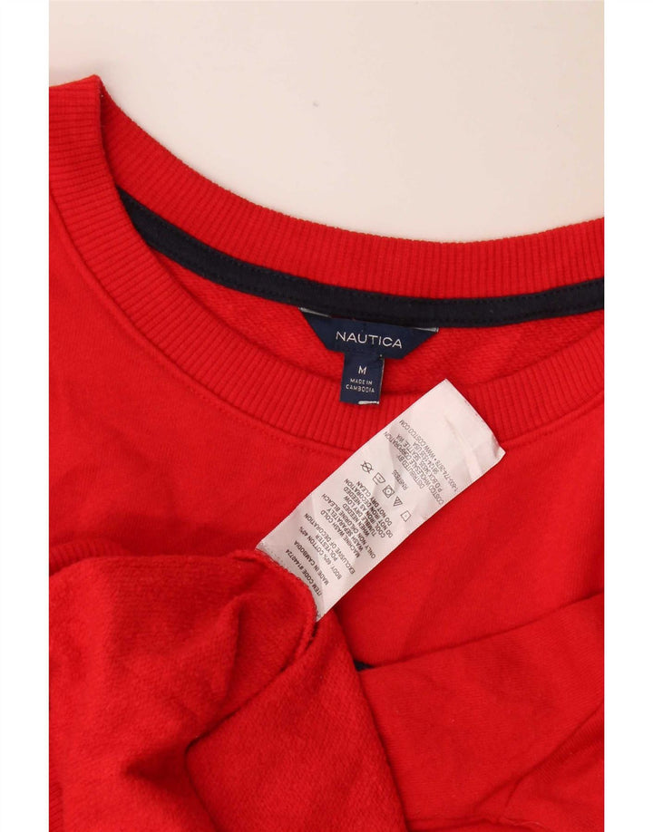 Nautica Dame Grafisk Sweatshirt Jumper UK 14 Medium Rød Bomuld