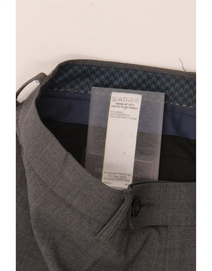 Marks & Spencer Herre Skræddersyet Fit Slim Suit Bukser W32 L33 Grå Uld