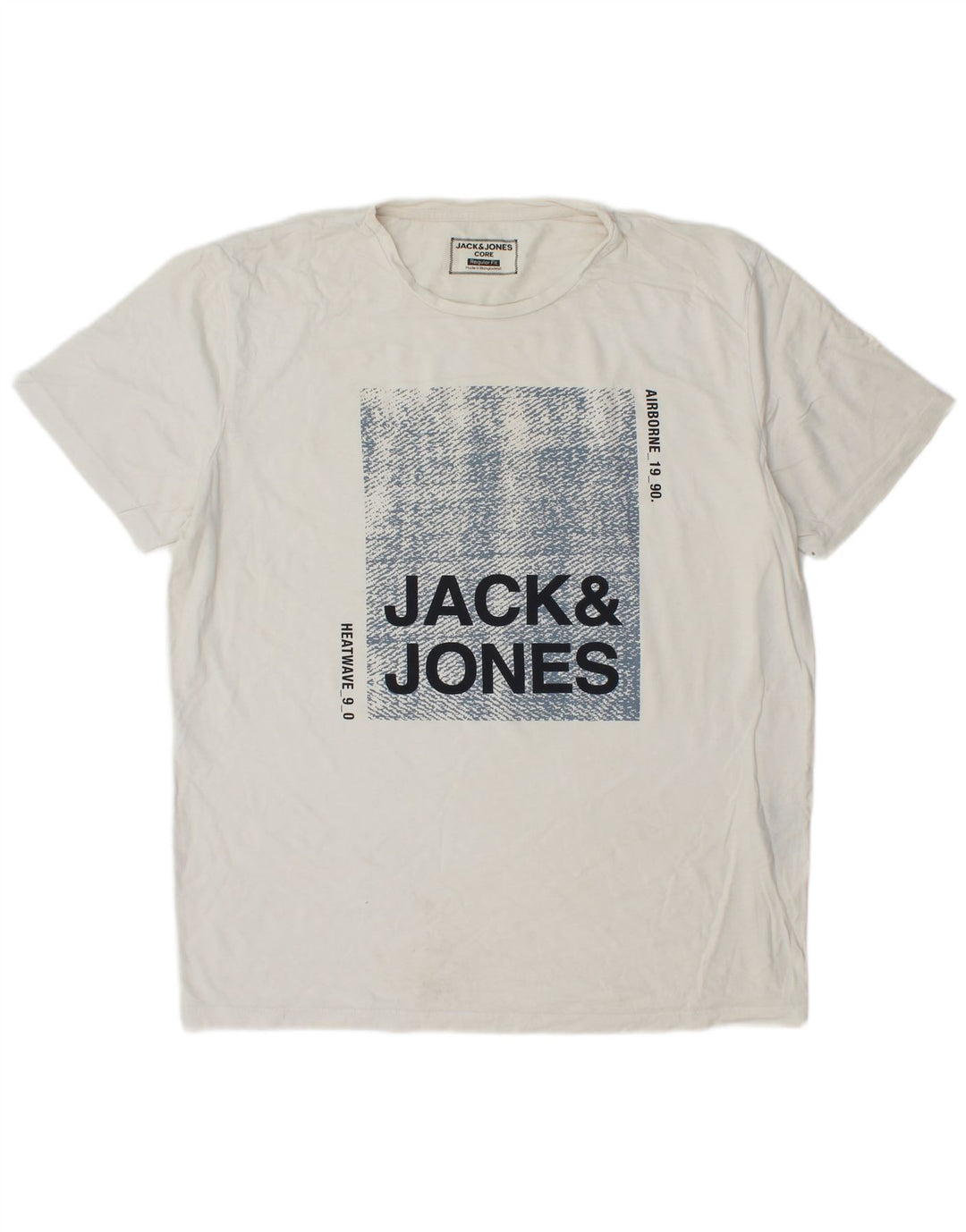 JACK & JONES Herre Regular Fit Grafisk T-Shirt Top XL Hvid Bomuld