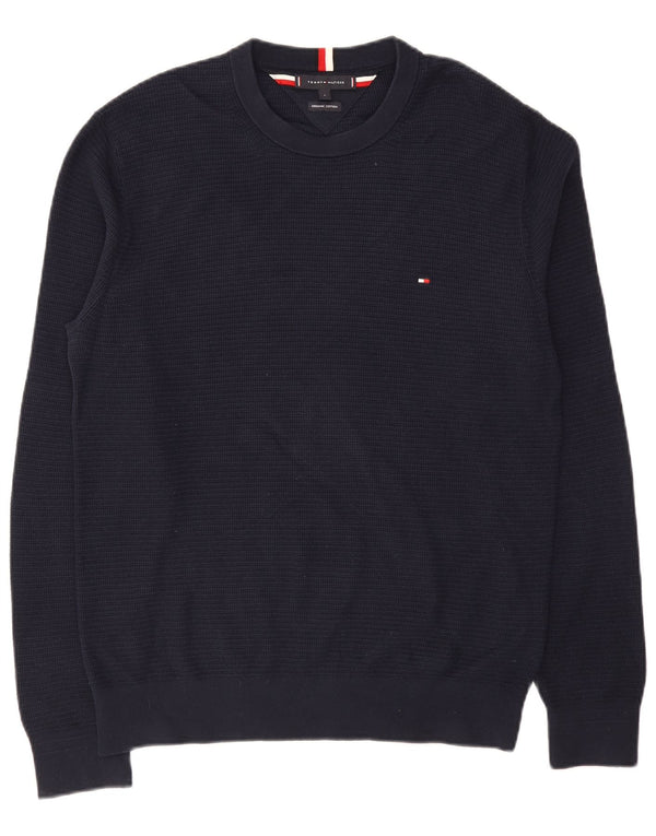 Tommy Hilfiger Herre Crew Neck Jumper Sweater Large Navy Blue Bomuld