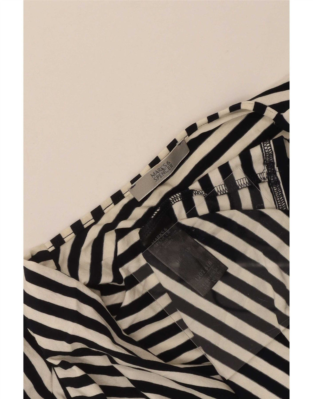 Marks & Spencer Damebluse Top UK 16 Stor Sort Stribet Viscose