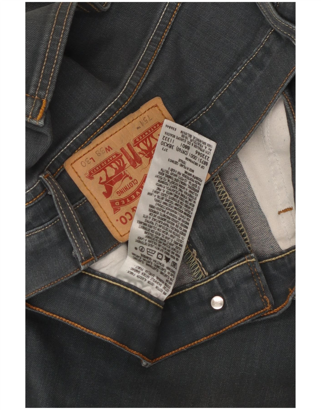LEVI'S Herre 751 Straight Jeans W38 L30 Blå Bomuld