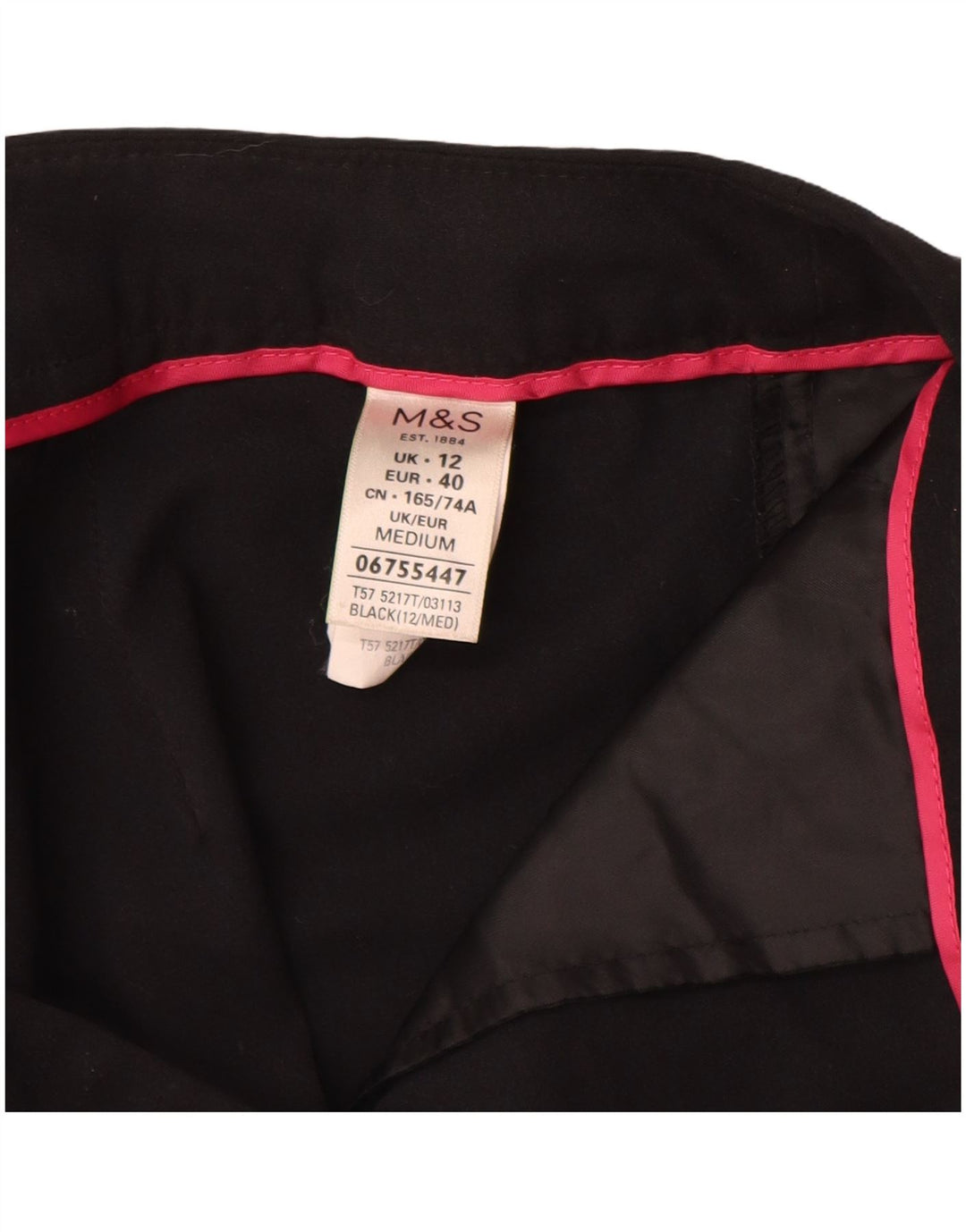 Marks & Spencer Lige jakkesætsbukser til kvinder UK 12 Medium W32 L31 Sort