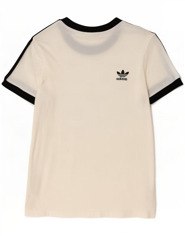Adidas Dame T-Shirt Top UK 14 Medium White Cotton