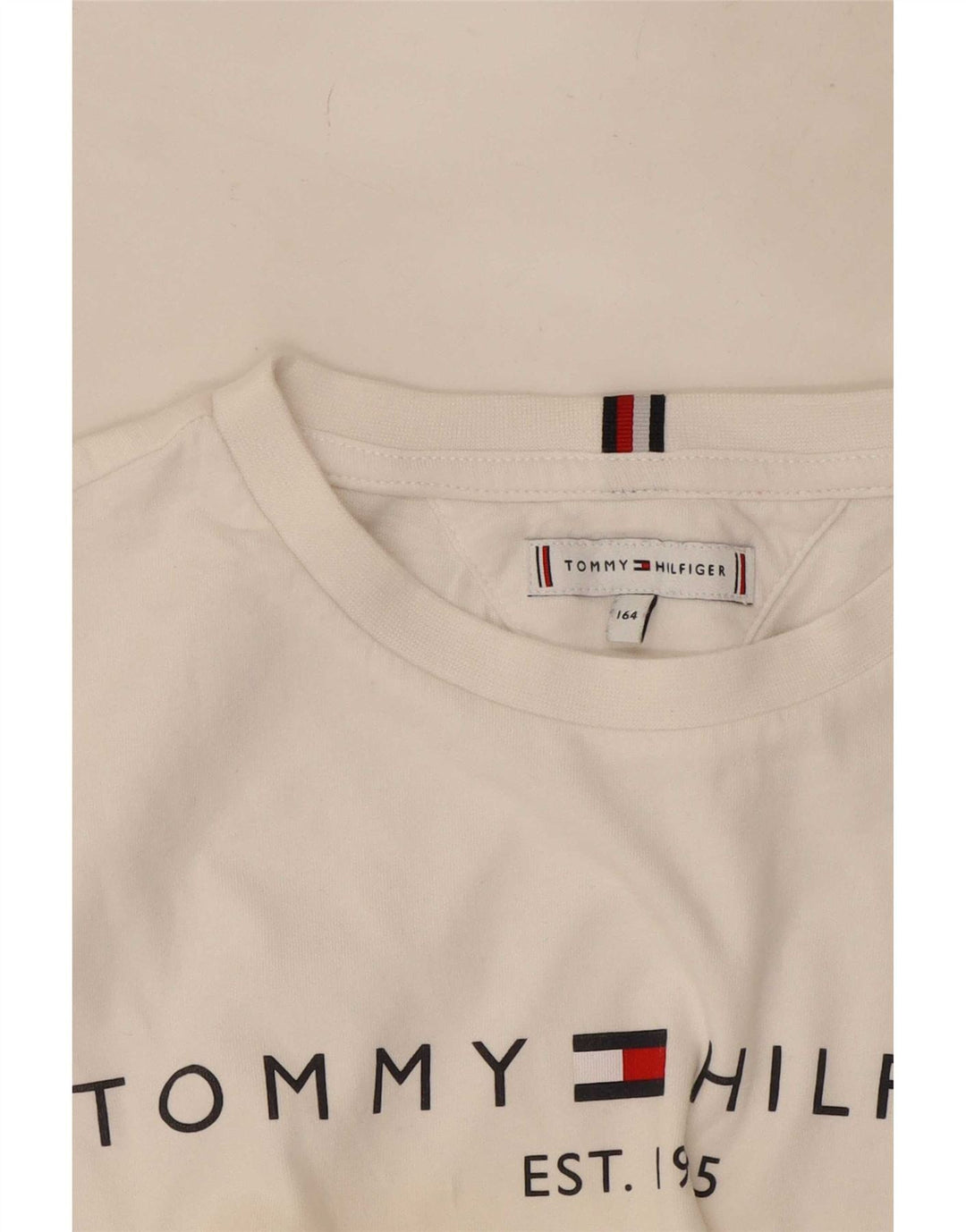 Tommy Hilfiger Boys Grafisk Top Langærmet 13-14 År Hvid