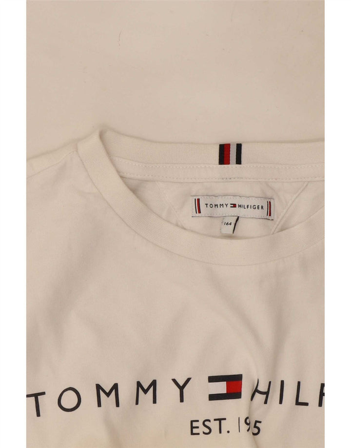 Tommy Hilfiger Boys Grafisk Top Langærmet 13-14 År Hvid