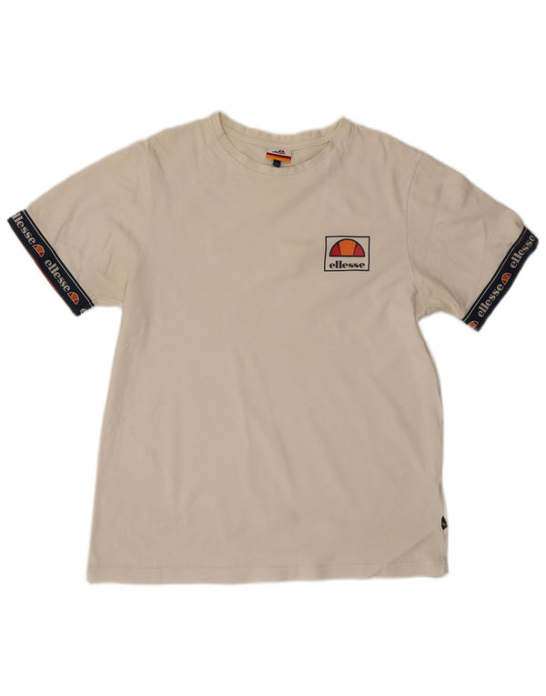 Ellesse Herre Grafisk T-Shirt Top Medium Hvid Bomuld