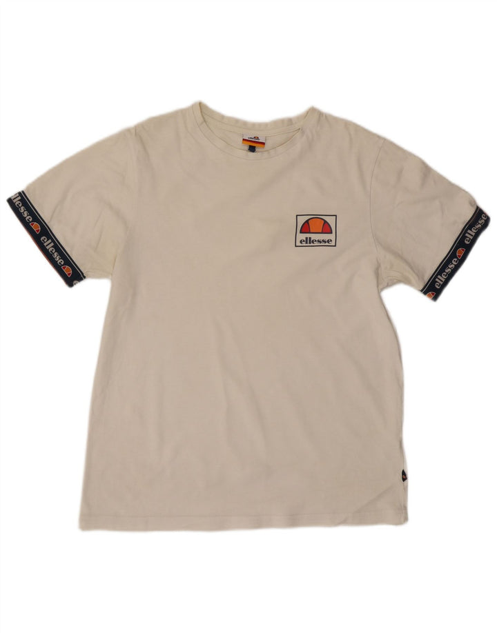 Ellesse Herre Grafisk T-Shirt Top Medium Hvid Bomuld